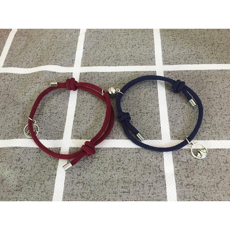 2pcs Mountain Alliance Each Other Couple Red Rope Bracelets a Pair of Magnet Stone Girlfriends Gift Braided Rope Jewelry