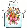 1pc Art Tools and Flowers Cute Print Apron, Durable and Easy To Clean, Adjustable Waistband, Polyester Material, for Kitchen Cooking, Gardening, Orcha