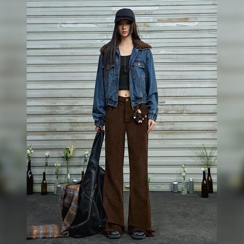 UNIFREE Women's Retro American Style Corduroy Flare Pants