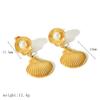 Metal Titanium Steel Ocean Shell Geometric Dangle Earrings Women New Simple Elegant Design Zircon Wedding Accessories