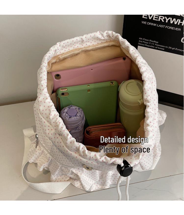 Plecak w kropki w stylu koreańskim 2025: Prosta, wszechstronna torba na ramię z klapką na uczelnię