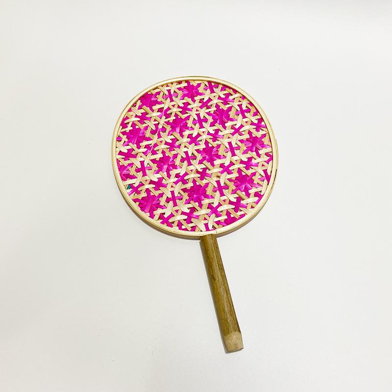 1pc Colorful Handmade Fan Ethnic Style Bamboo Woven Fan Summer Anti-mosquito Cooler Braided Hand Fan Crafts Home Decoration