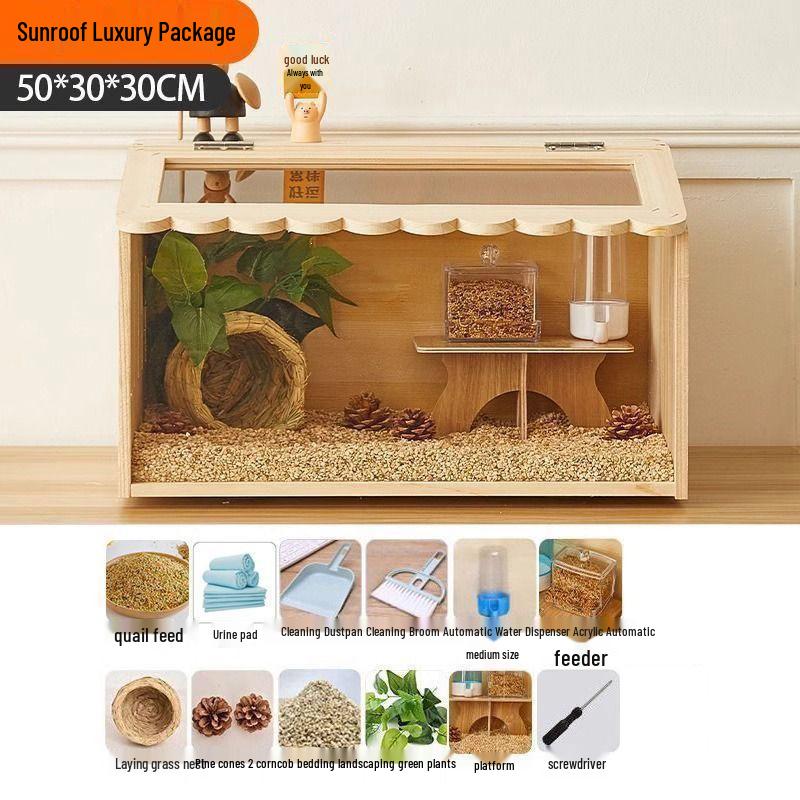 Luxury Wooden Cage for Guinea Fowl Chicks and Hamsters, Ideal for Breeding and Raising