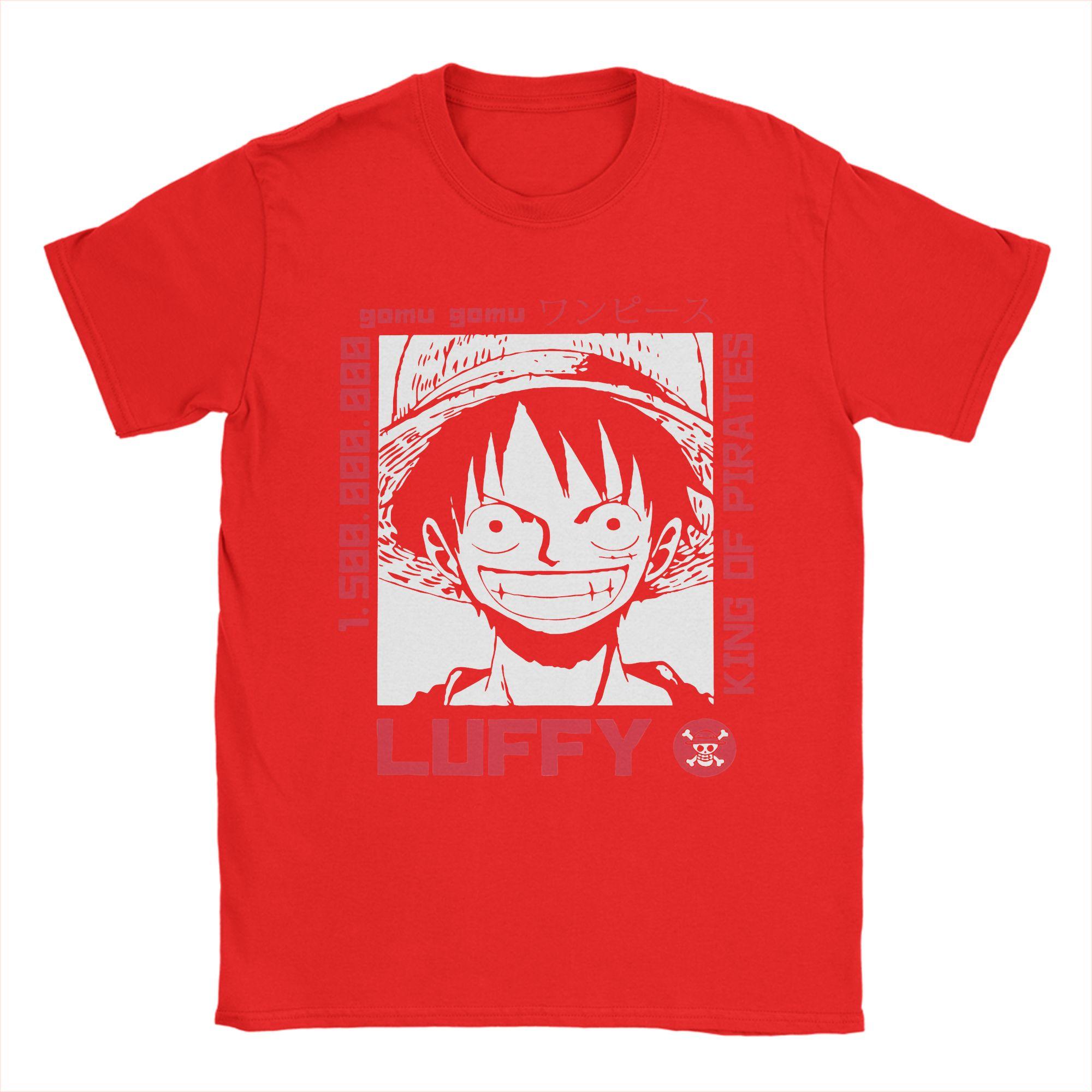 

Ones Pieces Monkey D Luffy TShirts for Men Anime Funny Cotton Tees Round Collar Short Sleeve T Shirts Birthday Present Tops S