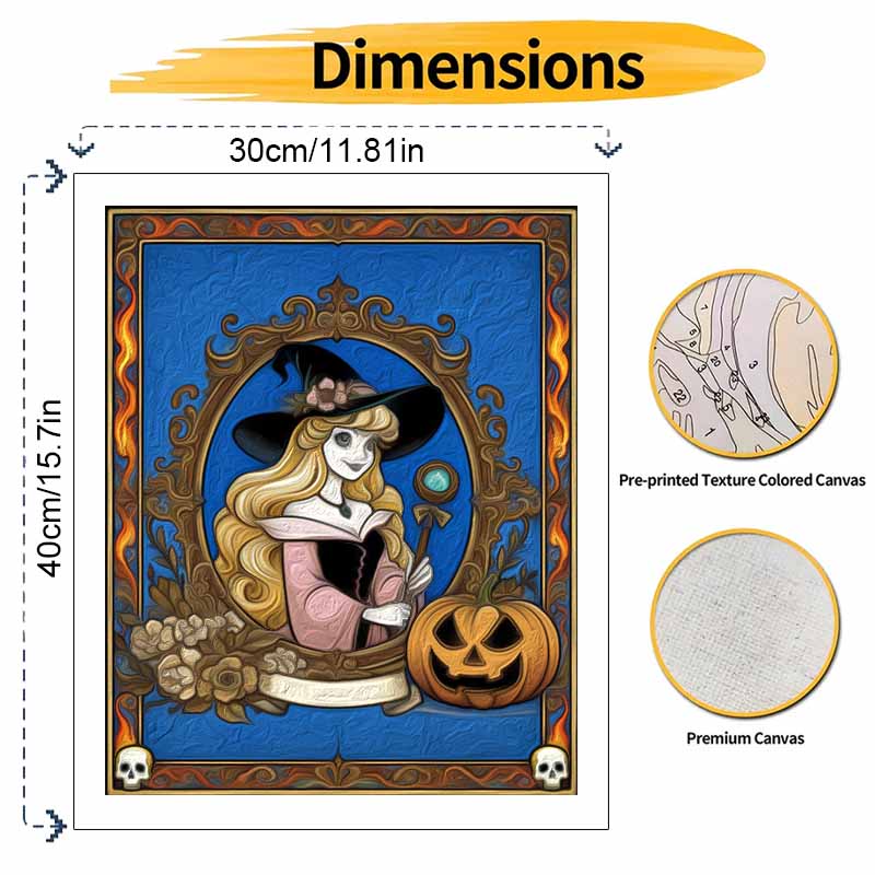 Disney Aurora Princess Witch Pumpkin Oil Paint Hand Painting Art Kit. Home Decor Gift