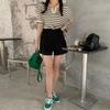 Olivier S cloSet Women Split Collar Stripe Short Sleeve Knit O2506kn602b