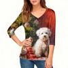 3/4 Sleeve Shirts For Women Print Christmas Tees Blouses Casual Plus Size Basic Tops Pullover