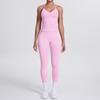 Seamless solid color beauty back vest, trousers, yoga suit set, tight running, fitness, yoga two-piece set