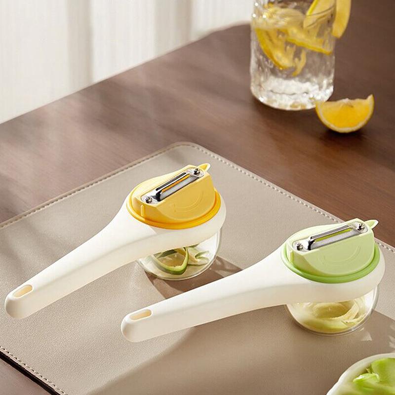 Pelapatate con Contenitore, Pelapatate per Frutta e Verdura, Pelapatate Multifunzione a Doppia Faccia in Acciaio Inossidabile, Adatto per la Cucina