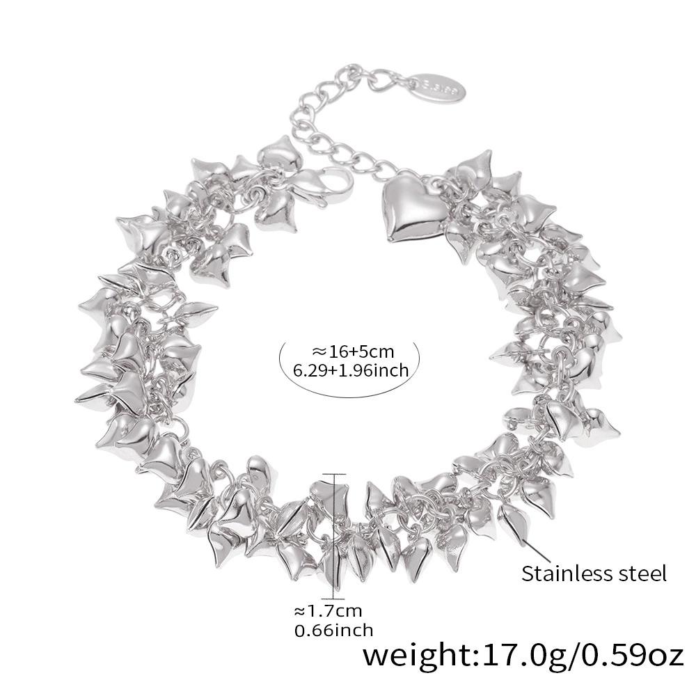 

New Fashionable Stainless Steel Heart-Shaped Accessory Bracelet Trendy Personalized Jewelry Festival Party Jewelry Accessories