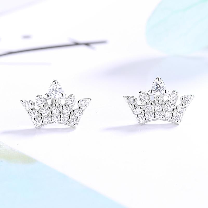 

Серьги Crown White Zircon Vintage Non Tarnish Womens Silver 925 Earrings белый