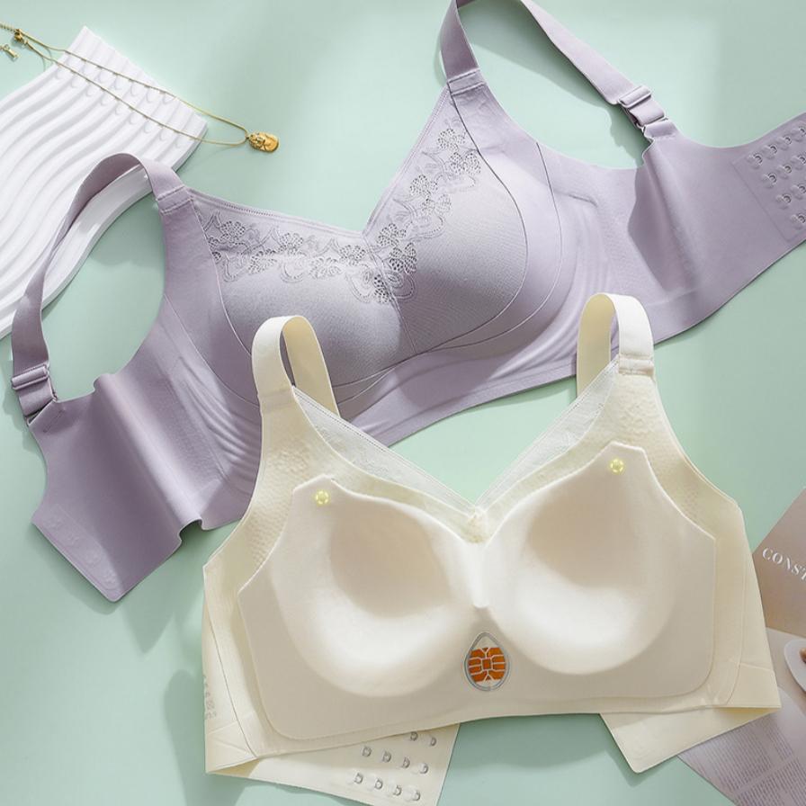 Gypsophila Lifting Seamless Gathered Side Plus Size Underwear Soft Support Adjustment Sexy Lace Bra