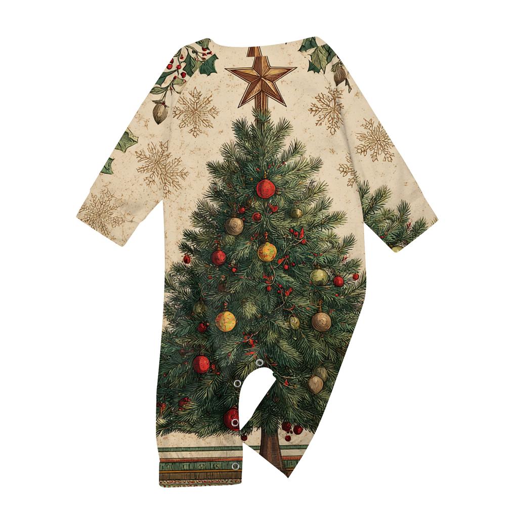 Juleprintet Rund Hals Foreldre-Barn Langermet Lang Bukse Hjemmeklærsett