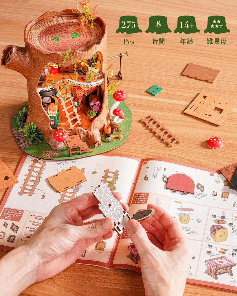 ROBOTIME Miniature DIY Miniature Kit with LED Mini Model DIY Relaxing Toy for Kids and Birthday Gift for Family and Home Officially Authentic Tale