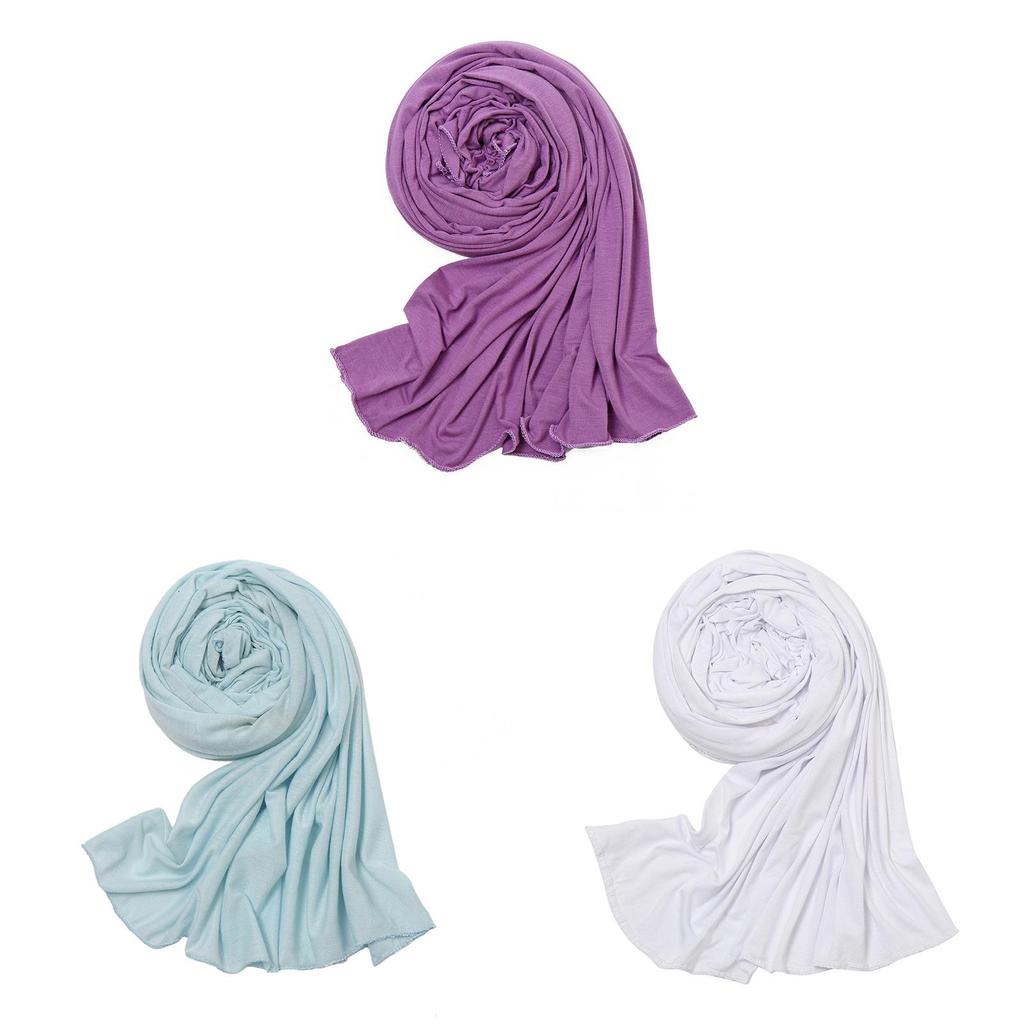 Light Cotton Monochrome Scarf Wrap With Stretch Breathable Fabric For Casual Wear
