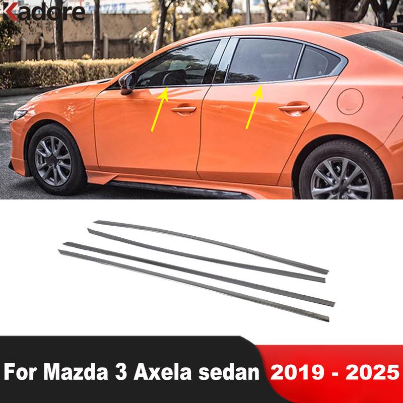 For Mazda 3 Axela -  2024 2025 Sedan Steel Bottom Window Frame Sill Cover Trim Molding Garnish Strip Car Accessories