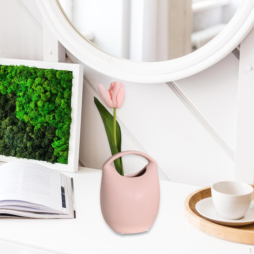 Bag Shaped Flower Vase Handbag Shape Ceramic Collection Floral Arrangement Home Decoration