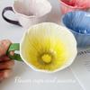 Modern Artificial Flower Shape Ceramic Coffee Cup Exquisite Afternoon Tea Dessert Tea Cup Couple Mug Office Mug Home Decoration