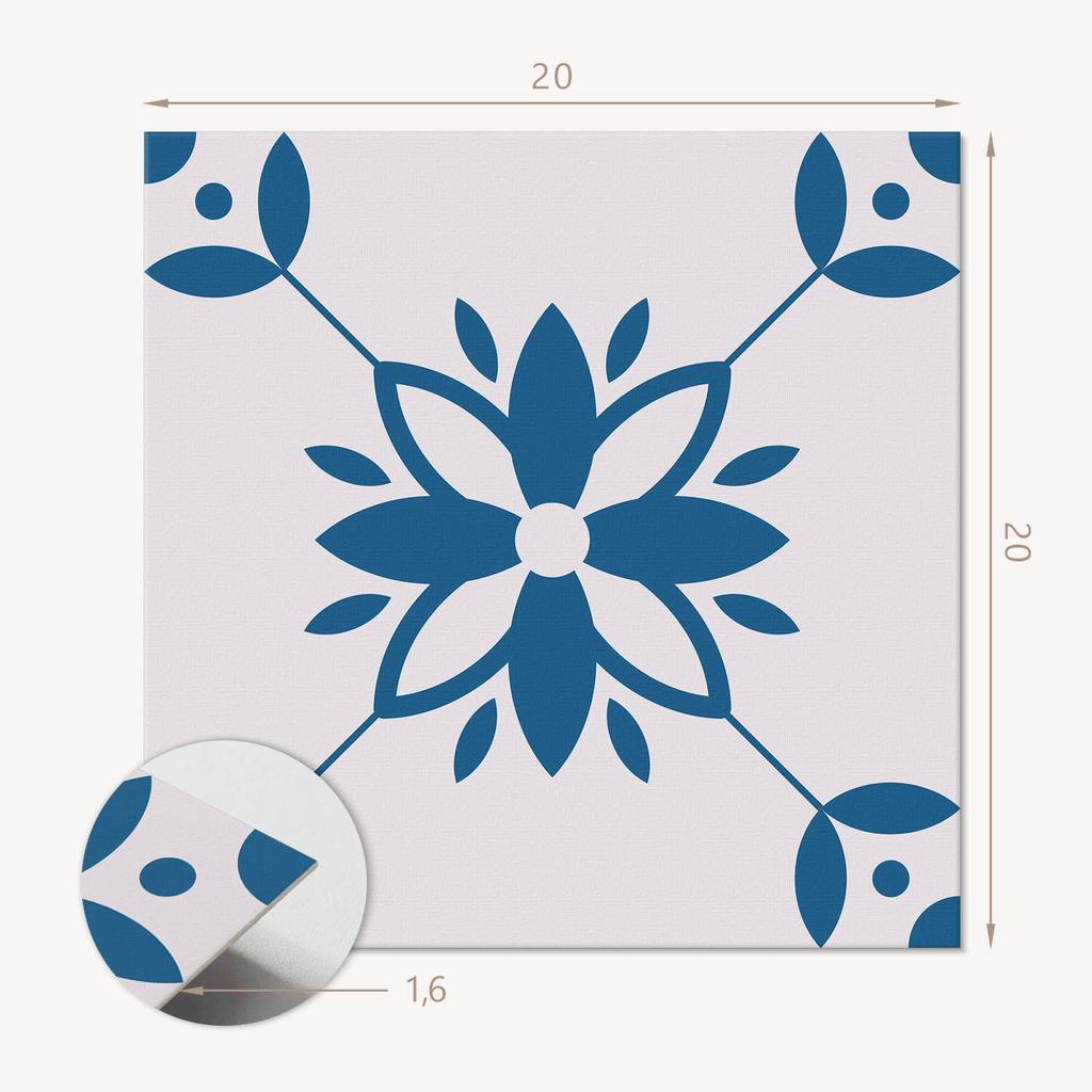 Komplet Kafelków Winylowych Łatwy Montaż Kwiatowy Wzór Z Liśćmi 20X20X20 Cm