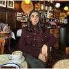 Women'S Fashion Stand-Up Collar Retro Casual Double-Breasted Short Jacket