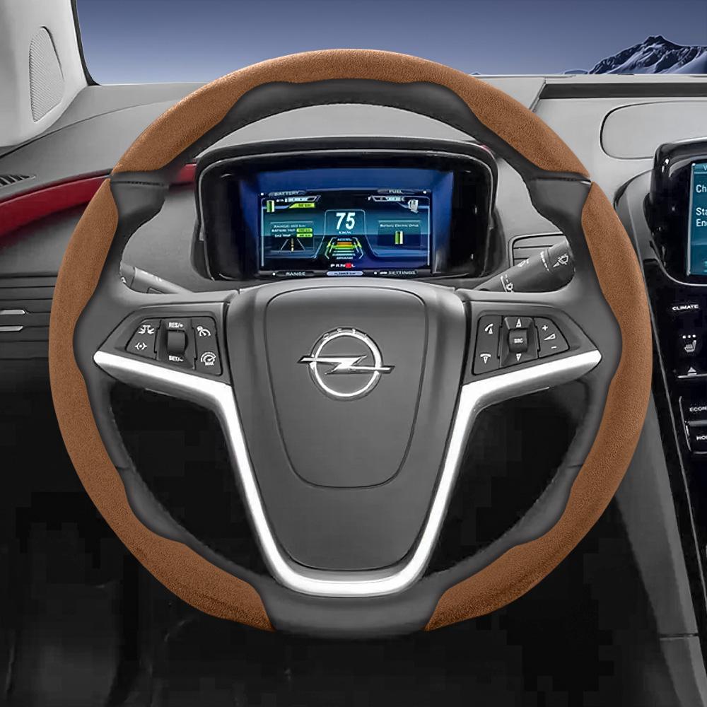 Suitable for Opel Sports Suede Steering Wheel Cover, Split Snap-On Anti-Slip Style, for Models Such As Corsa, Mokka, Astra, Grandland, Combo, Zafira, 