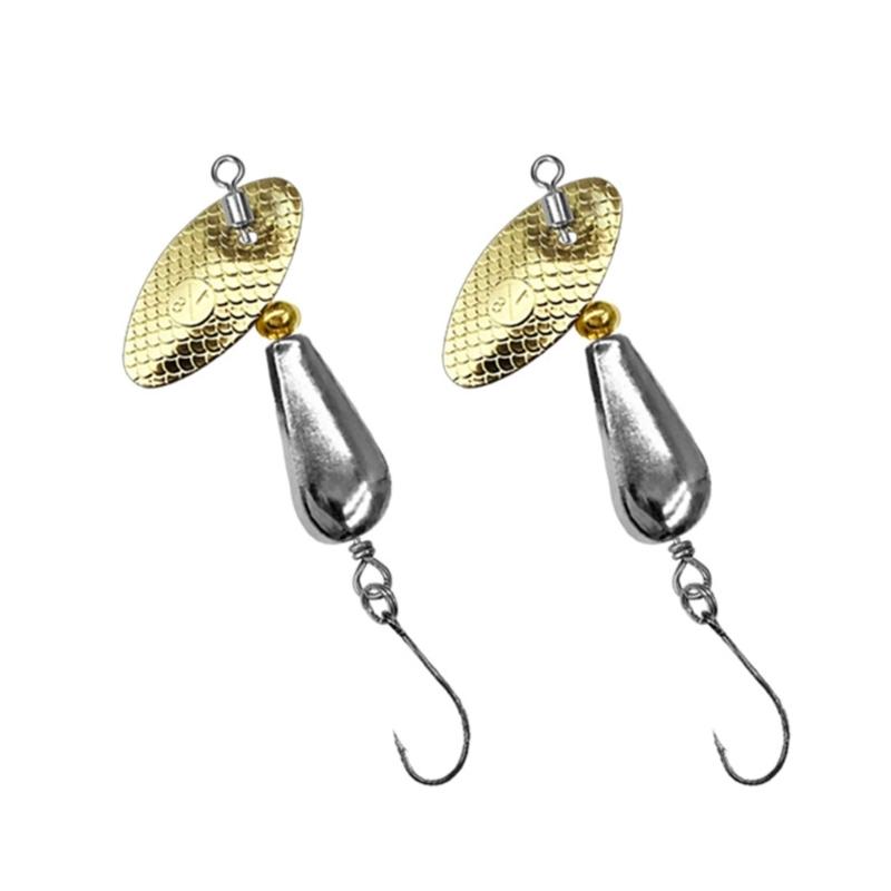2pcs Fishing Spoons Metal Lures with Hook Rotating Hard Fishing Lures Fishing Sequins Baits for Trout Spinner Baits