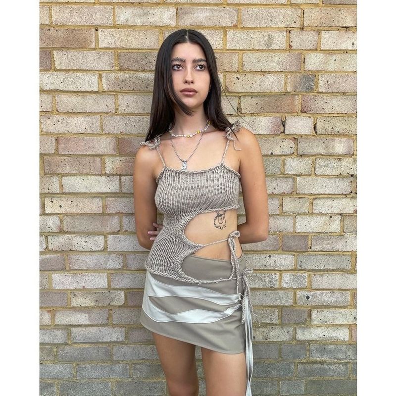 2024 New Arrival Elegant Special Women's Clothing Summer Fashion Sling Lace-up Cutout Tops Sexy Fashion Knitwear