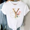 Custom Name Letter Combination Women T Shirt Floral Gold Letter Font A B C D Print Short Sleeve Tee Tops Female T-shirt Clothes