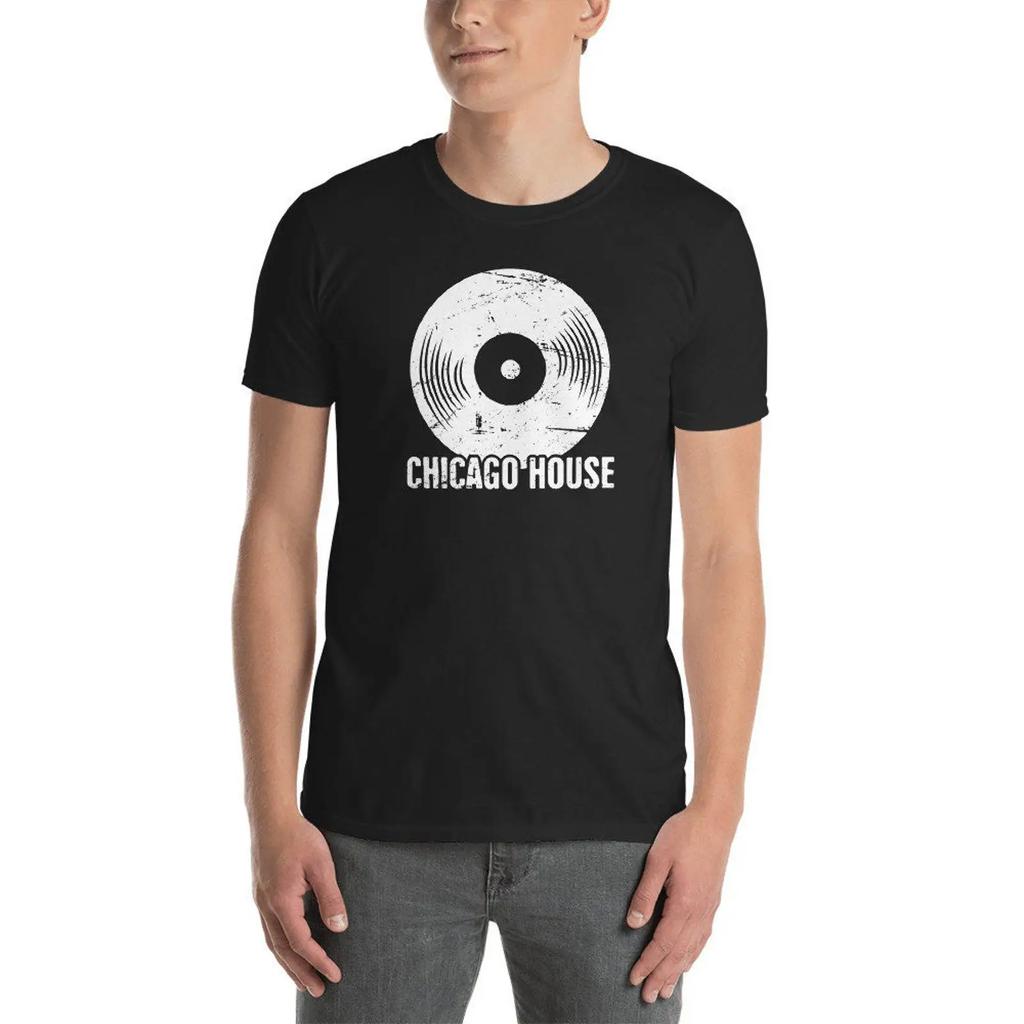 Vinyl Chicago House Musik T-Shirt Vintage Unisex Weich Lässig Stilvoll Homme Mode Dehnbar Bequem Atmungsaktiv