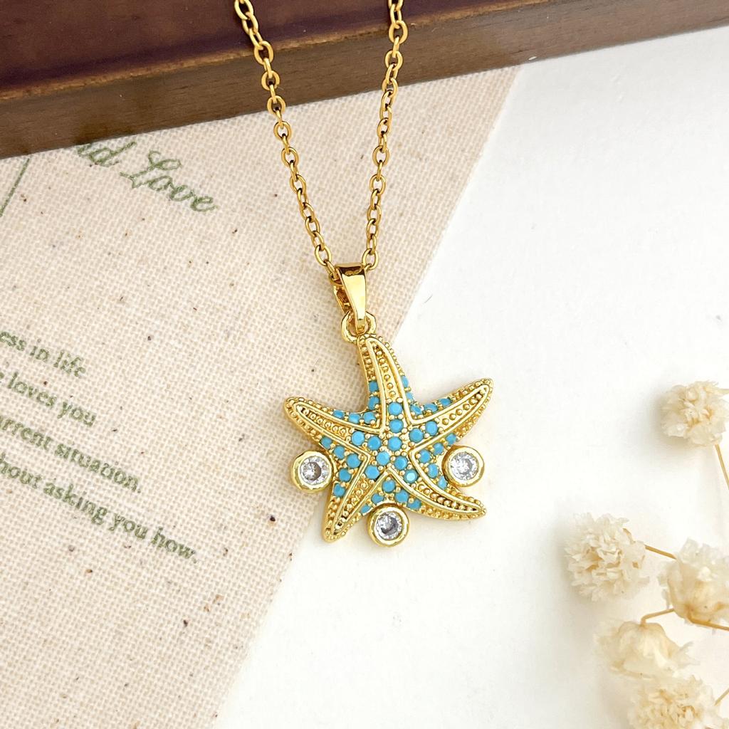Necklace Ocean Wave Sea Star Oyster Necklace Accessory Women's Simple Design Accessory