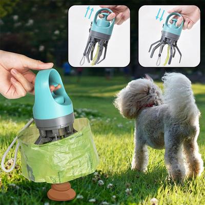 Tragbarer Hundekot-Schaufel mit Müllbeutel Outdoor Haustier Sechs-Klaue Kot-Schaufel Kot-Aufheber Spender Hundekot-Sammler Reinigungswerkzeug