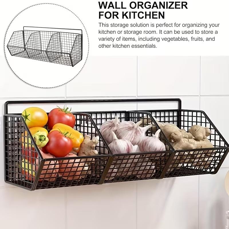 1Pc/Kitchen Wall-Mounted Storage Basket Rack, Wall Hanging Basket for Vegetables and Fruits, Storage Organizer