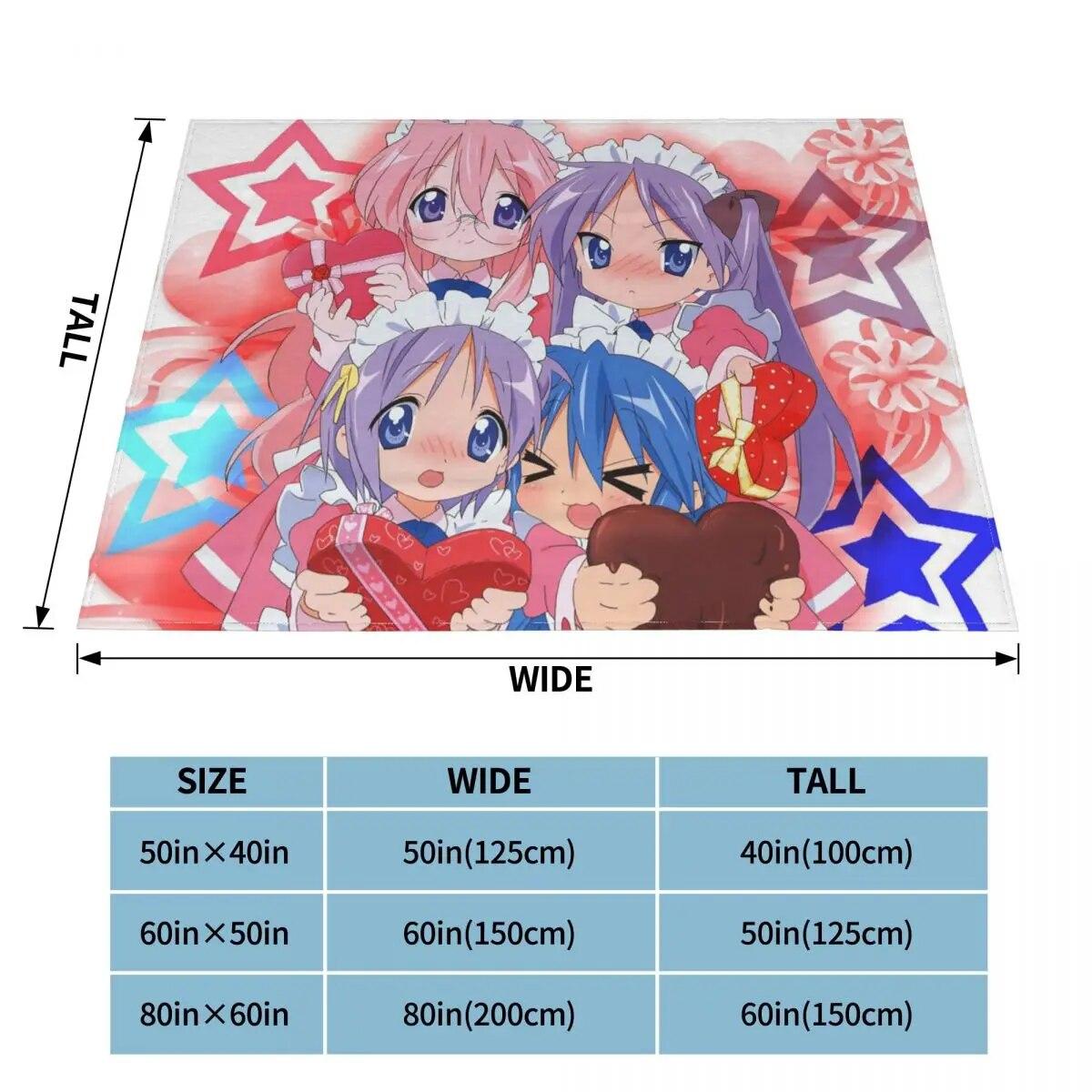 

Kawaii милые пушистые одеяла Lucky Star аниме Konata Izumi Miyuki Kagami индивидуальные пледы для кровати, дивана, дивана, покрывала 125x100cm 50x40in
