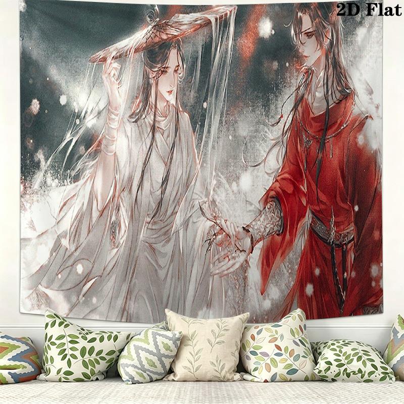 Xie Lian and Hua Cheng Wall Tapestry Aesthetic Wall Hanging Printed Fabric Blanket Decorative Tapestries for Bedroom Living Room Home Decor