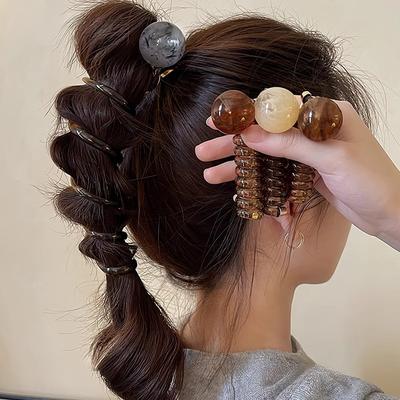 Elásticos de Borracha com Contas Fofas para Mulheres Meninas Elásticos de Cabelo de Fio de Telefone Laços de Cabelo Laço Espiral Carretel Faixas de Cabelo Suportes de Rabo de Cavalo Acessórios