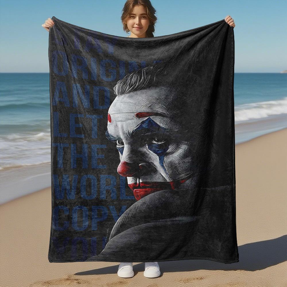 1PC Joker Inspirational Outdoor Flannel Blanket Soft Plush Decor for Picnics, camping,Bedroom, Playroom, Office1202A