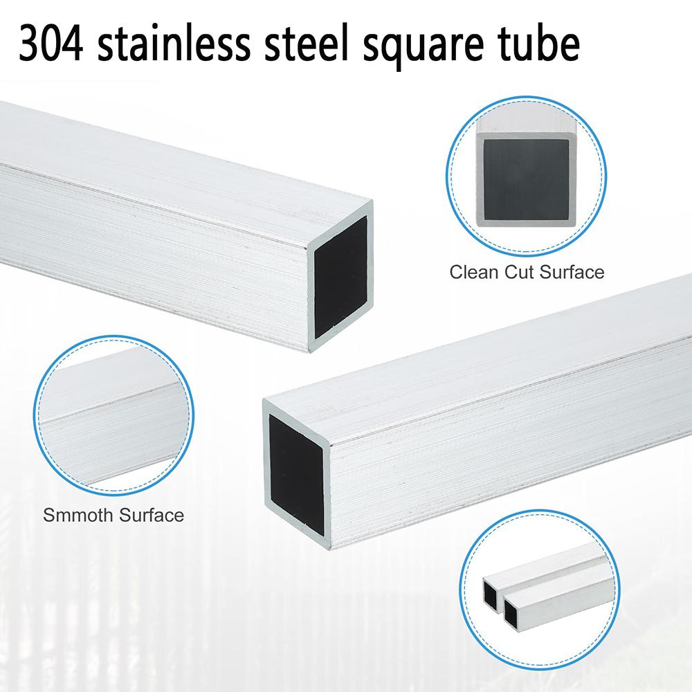 304 Stainlesss Steel Square Tube Size 10-20mm 304 Stainlesss Steel Metal Square Tube 1mm Thick Polished Structural Tube Corrosion Resistance