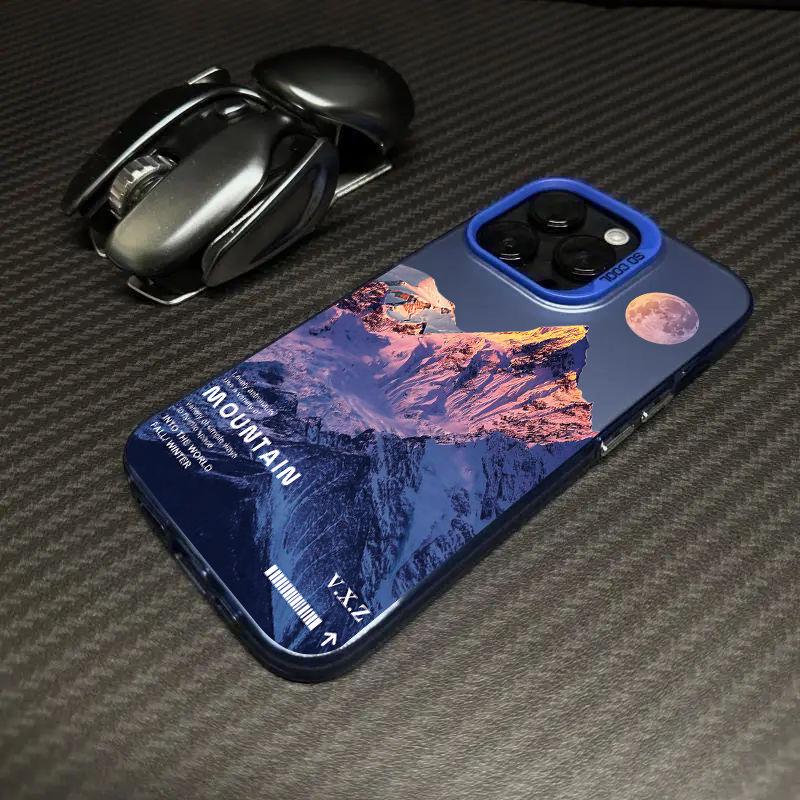 iPhone 16 Pro Cross Snow Mountain Case for iPhone 15/14/13/12/11/Xs Max/Plus - Trendy Design