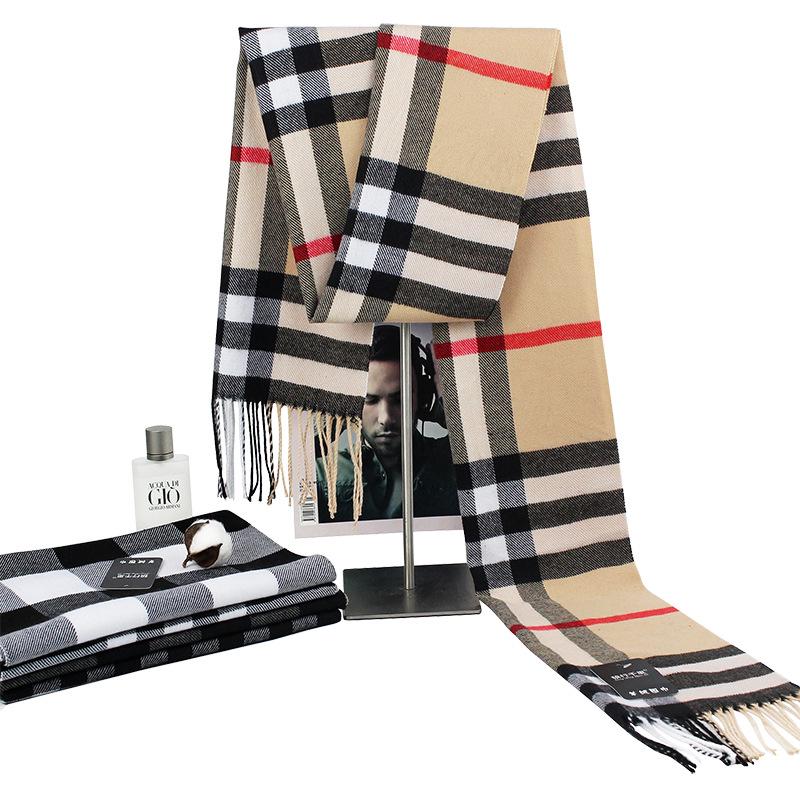 2025 Autumn/Winter Korean Style Imitation Cashmere Plaid Scarf for Men