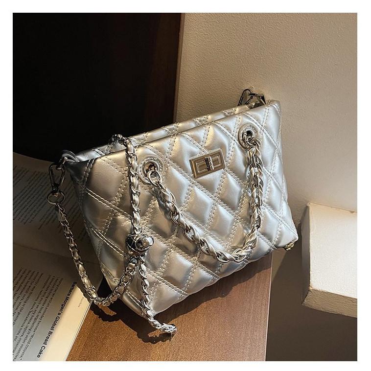 IELGY Korean Version High-End Texture All-Match Diamond One-Shoulder Bucket Bag