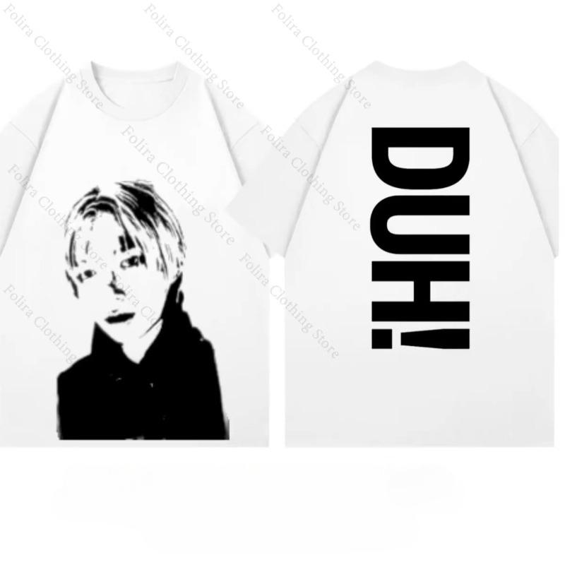 P1Harmony DUH Mesma Camiseta Estampa Kpop Verão Manga Curta para Fãs Homens Mulheres Roupas Streetwear Camisetas