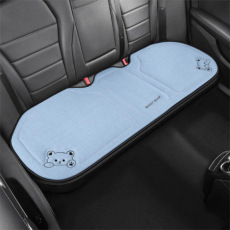 Fashion Luxury Car Seat Cushion Linen Cartoon Bear Women's Cute Anti-slip Breathable Car Seat Protect Cushion Cover Universal