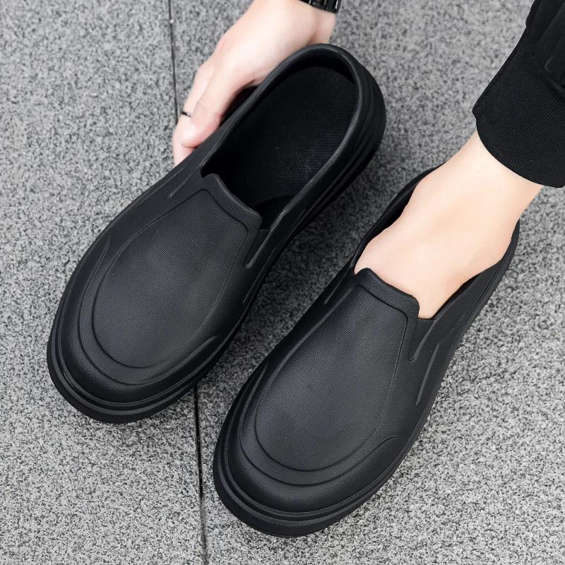 Men's Rain Shoes Work Waterproof and Oil Proof Chef Shoes Flat Men's Casual Light Sandal Beach New Spring Summer
