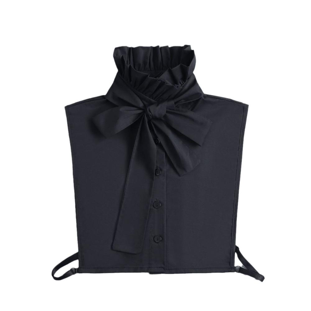New Cotton Ruffle Bow Decoration Detachable White Fake Collar Black Blouse Sweater Lapel Top Clothing Accessories