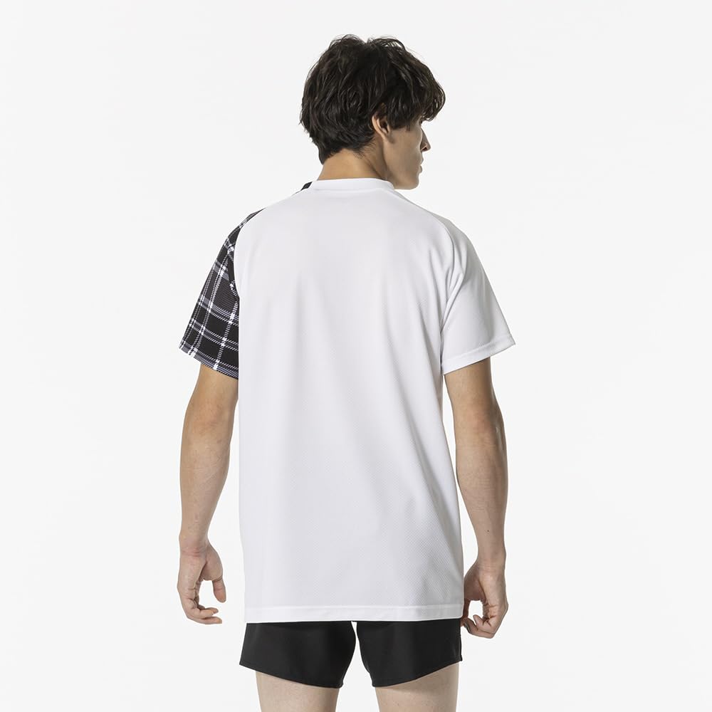 Mizuno V2MAB111 Game Short Shirt, Sleeve, Graphic, Unisex, White/Black