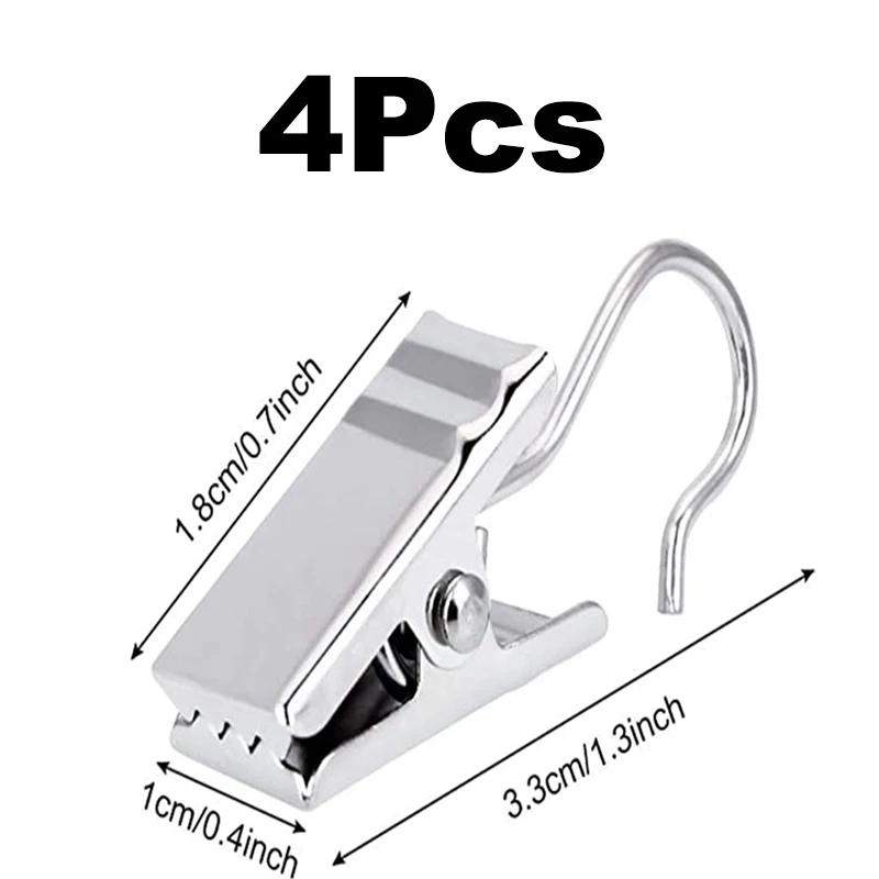 4/10/20PCS Stainless Steel Curtain Hook Clothes Clips Super Load-bearing Shower Door Curtain Hook Clip Window Accessories