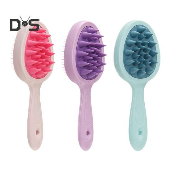 Doppelseitige, gezahnte Shampoo-Bürste, langer Griff, Kopfhautmassage, tragbarer Kamm zum Entwirren von nassem und trockenem Haar, Haarreinigungswerkzeug, Körperwäscher