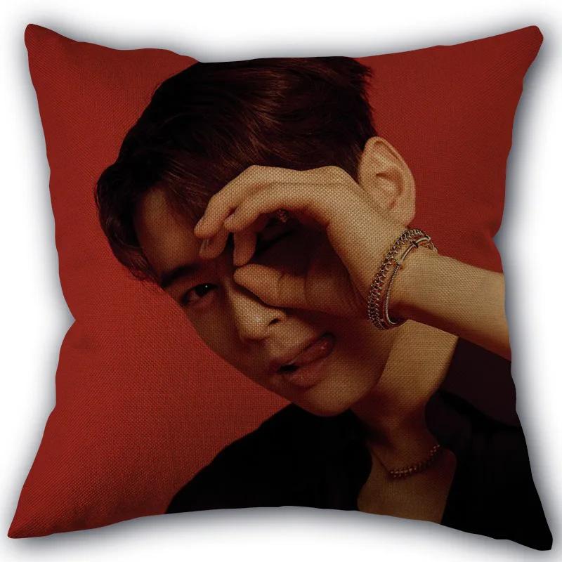 Kpop Cha EunWoo Pillowcase New Cotton Linen Fabric Square Zipper Pillowcase 45X45 Wedding Decorative Pillow cover