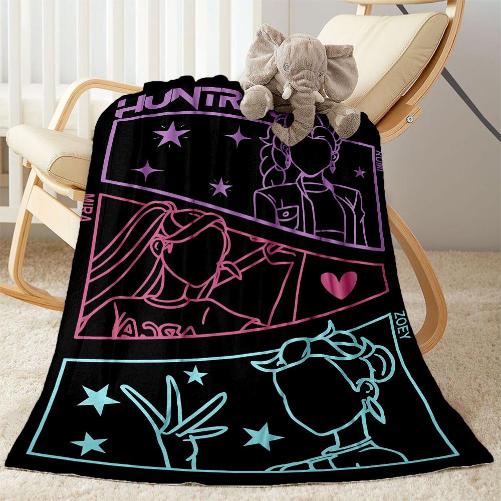 K-pop Fashion Fusion Blanket Soft Warm Cozy Perfect for Couch Bedding Livingroom All-Season Use Playful Design Perfect Gift for Relatives and Friends
