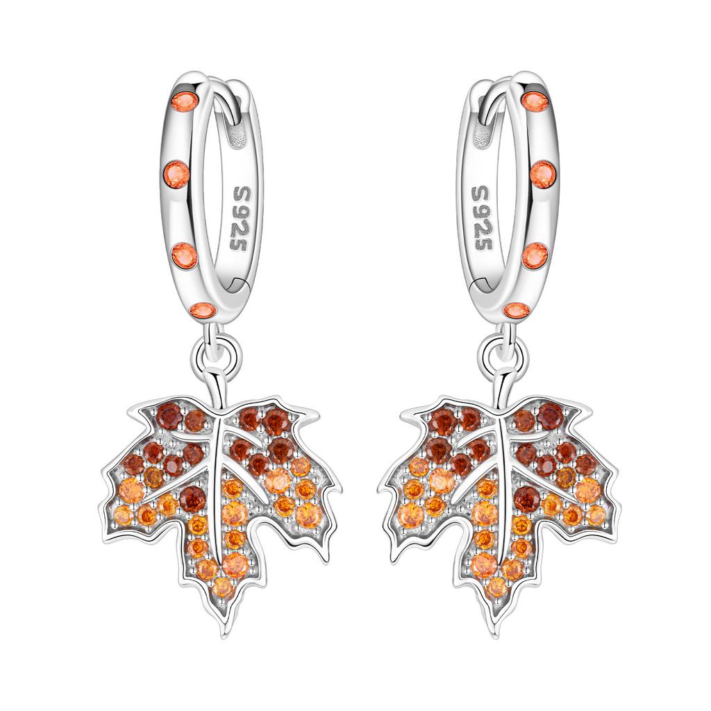 Orstarry 925 Silver Green Leaf Drop Earrings Handmade Jewelry Trendy Gifts for Women Party Anniversary